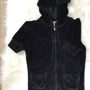 Black Velour zip up swimsuit cover up